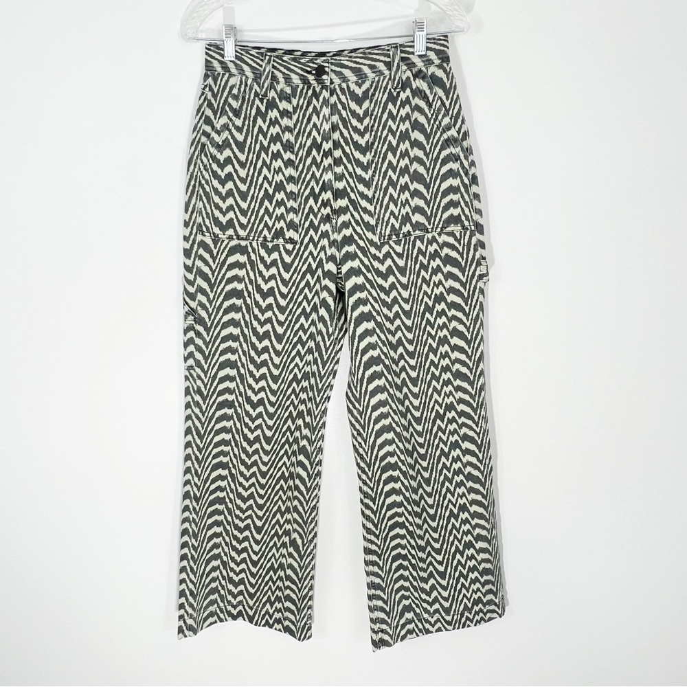 Topshop Wavy Print Wide Leg Carpenter Jeans Size 8